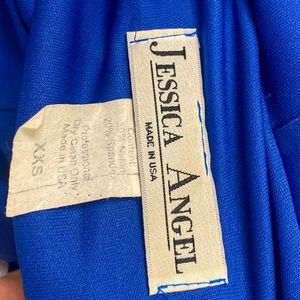 Royal Blue, cross shoulder, floor length.